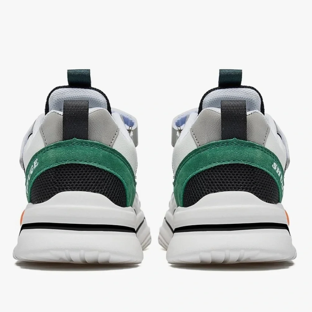 NEW-SHUGE White Black Green Leather Strap Slip On Sneakers Shoes- Youth 3.5Y - Picture 5 of 8